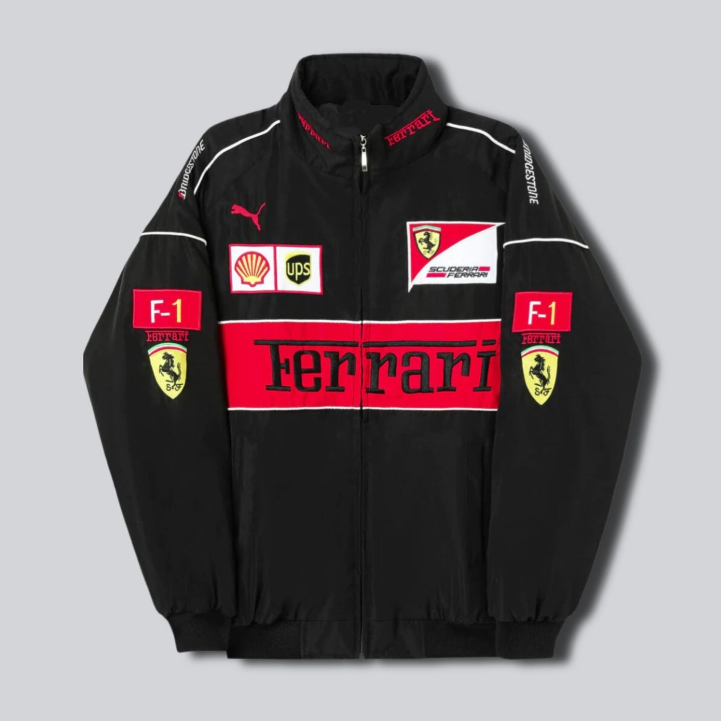 Ferrari F1 Vintage Leather Jacket Black