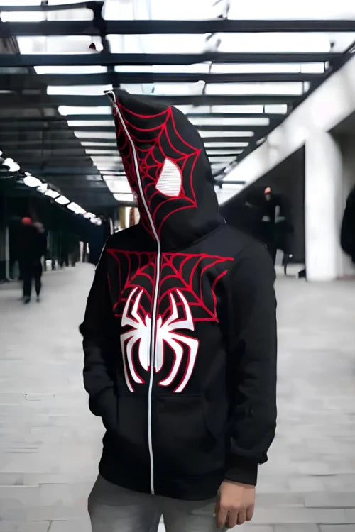 Black Spiderman Hoodie with Full Mask
