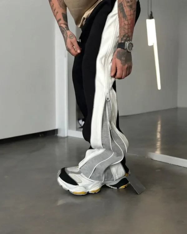Grey Straight Fit Baggy Pants 3 Way Zip Up | IndiaDrips