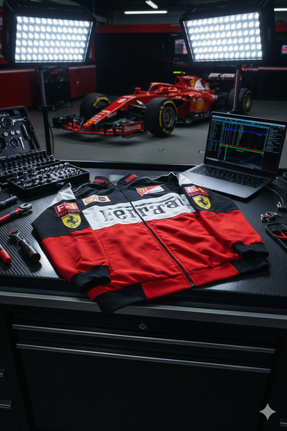 New Black Font - Tri color Ferrari Jacket by IndiaDrips