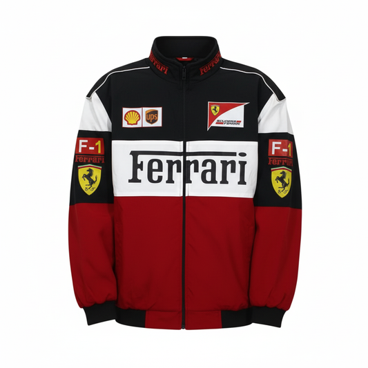 New Black Font - Tri color Ferrari Jacket by IndiaDrips