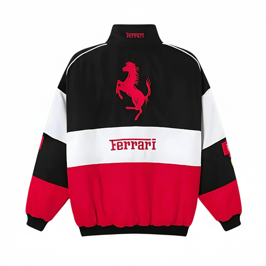 New Black Font - Tri color Ferrari Jacket by IndiaDrips