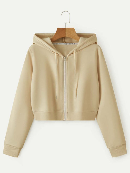 Luxe Crop Zip-Up Hoodie | IndiaDrips