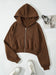 Mocha Crop Zip-Up Hoodie | IndiaDrips