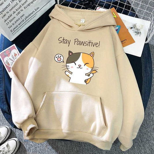 Stay Pawsitive! Cat Hoodie | IndiaDrips