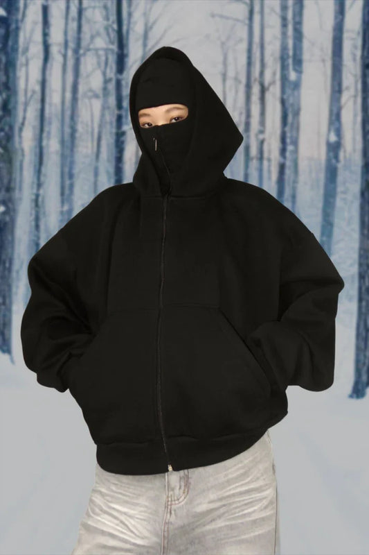 ShadowFlex Black Mask Ninja Hoodie