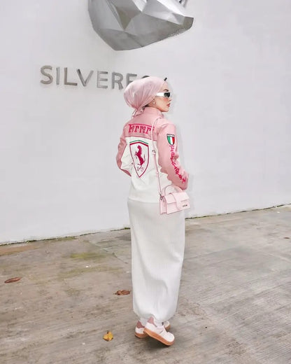 Pink Ferrari Leather Jacket – Luxe Motorsport Streetwear