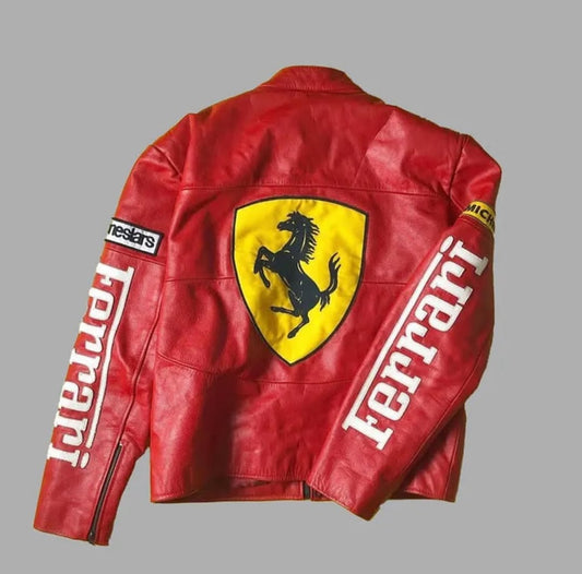 Red Ferrari F1 Racing Leather Jacket | Zenzweave