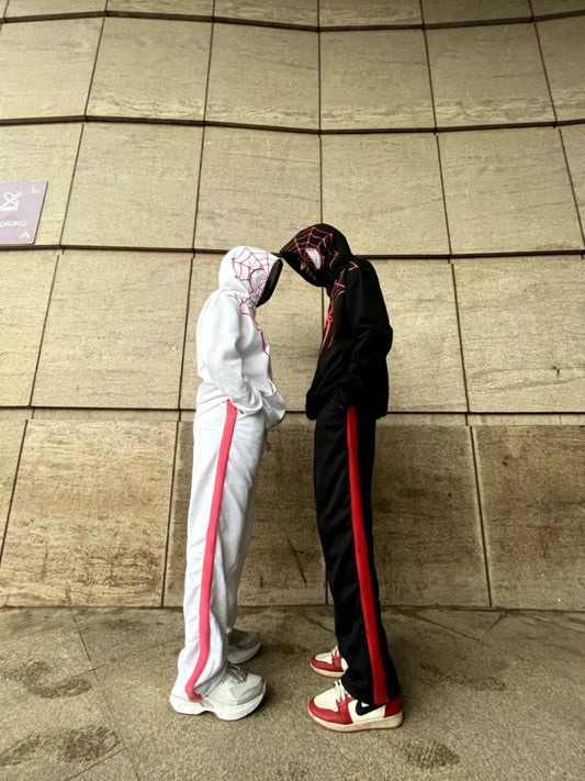 Couple Spiderman printed zipper Hoodie