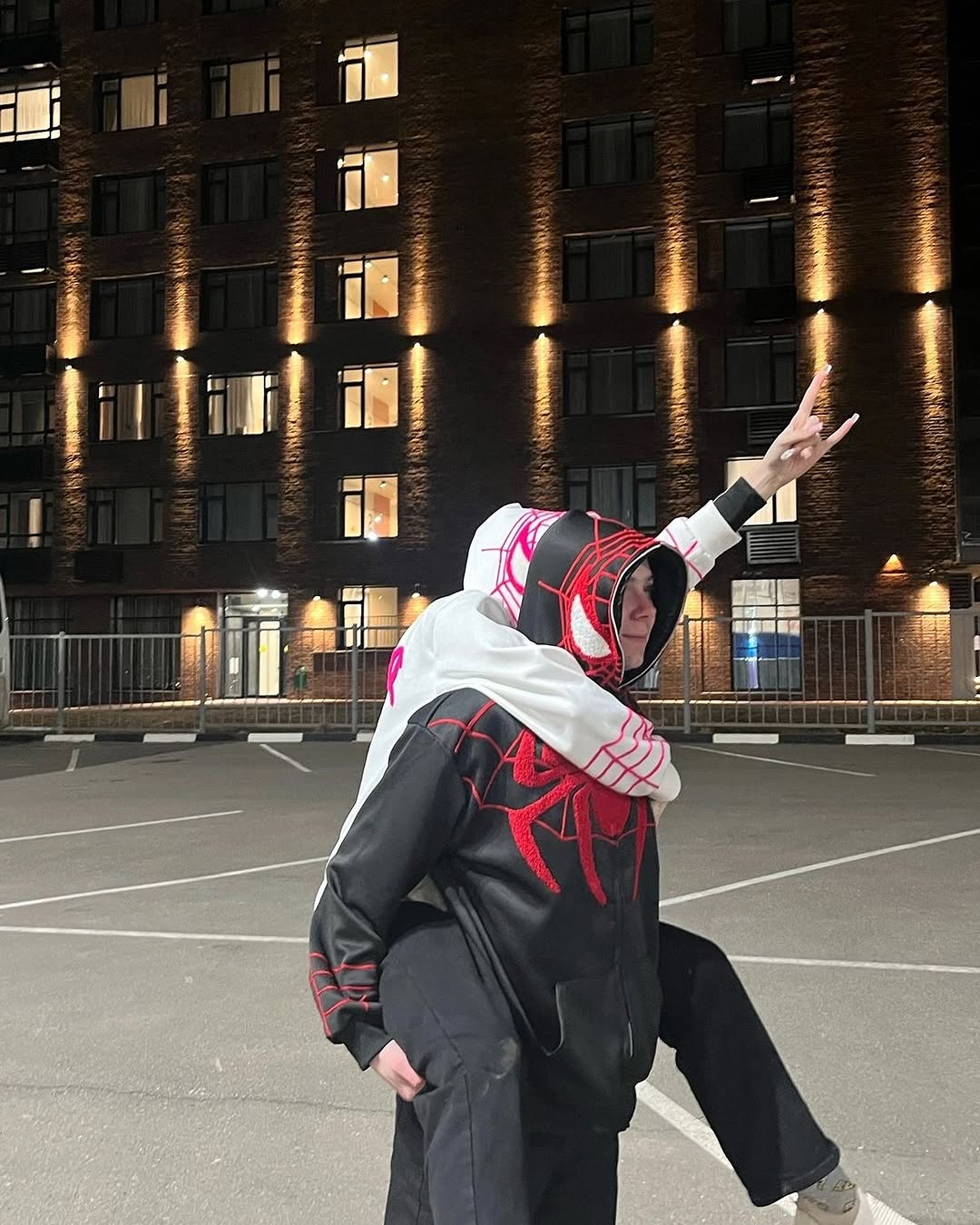 Couple Spiderman printed zipper Hoodie