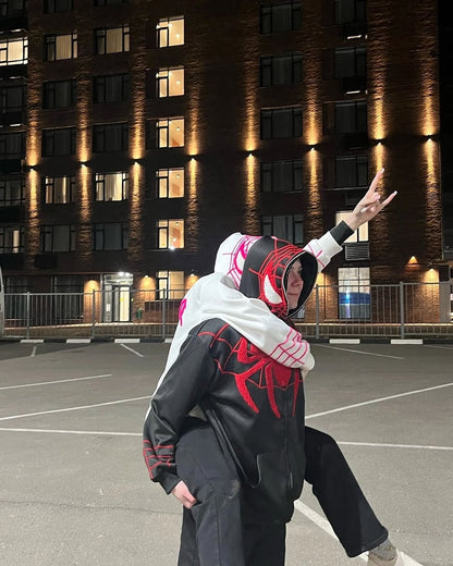 Couple Spiderman printed zipper Hoodie