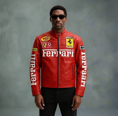 Red Ferrari F1 Racing Leather Jacket | Zenzweave