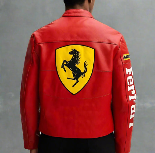 Red Ferrari F1 Racing Leather Jacket | Zenzweave
