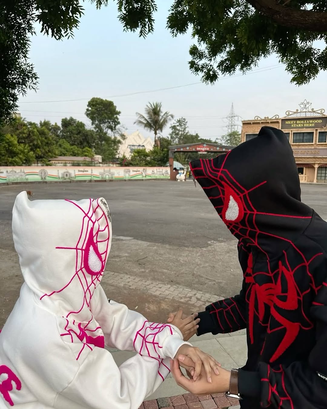 Couple Spiderman printed zipper Hoodie