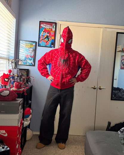 Spider-Man Printed Red Hoodie – Iconic Superhero Streetwear