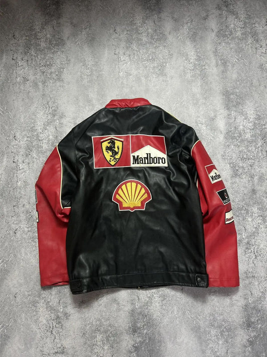 Marlboro F1 Black Leather Racing Jacket