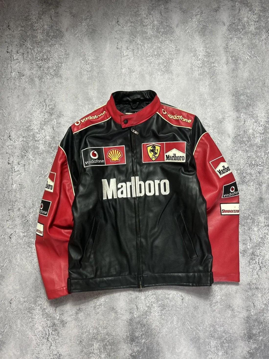 Marlboro F1 Black Leather Racing Jacket