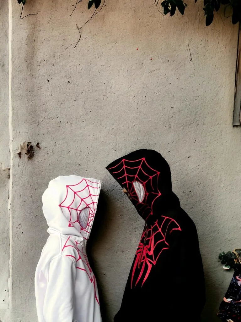 Couple Spiderman printed zipper Hoodie