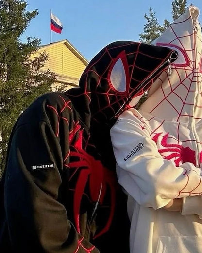 Couple Spiderman printed zipper Hoodie
